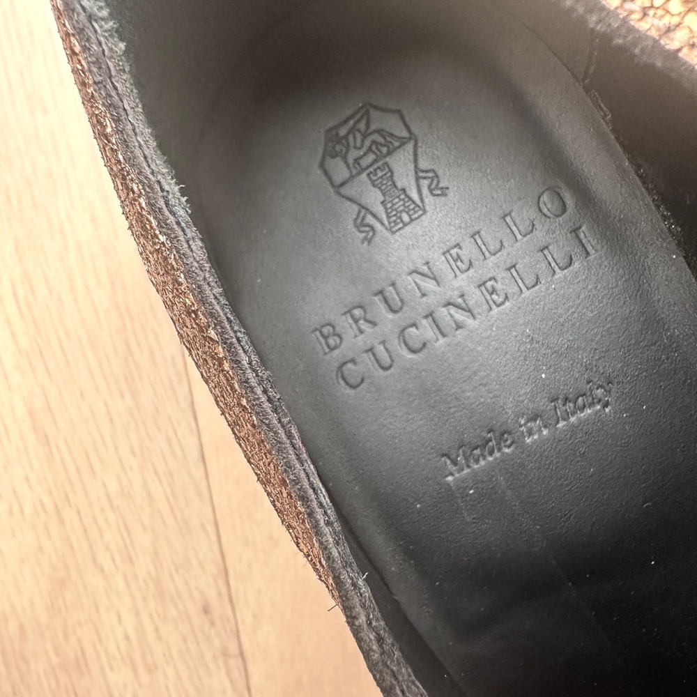 Brunello Cucinelli Women’s Oxford Shoes Black & Gold Size 37 Luxury Designer - Picture 3 of 11